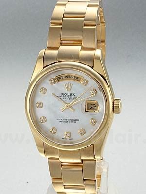 Knockoff Rolex Day-Date Watch: Yellow Gold White Mop Face